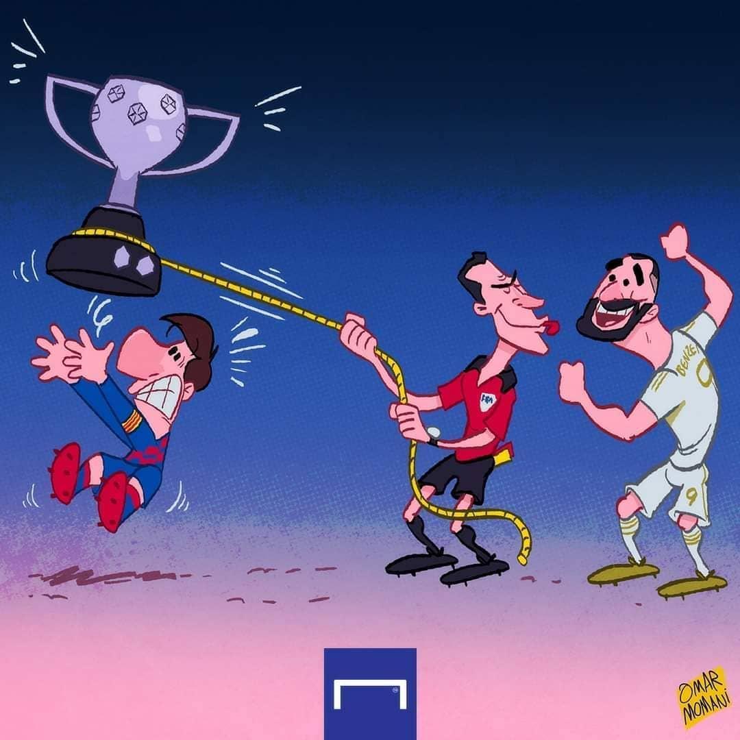کاریکاتور عمر مومنی درباره صدرنشینی رئال مادرید